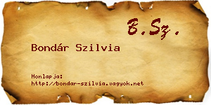 Bondár Szilvia névjegykártya